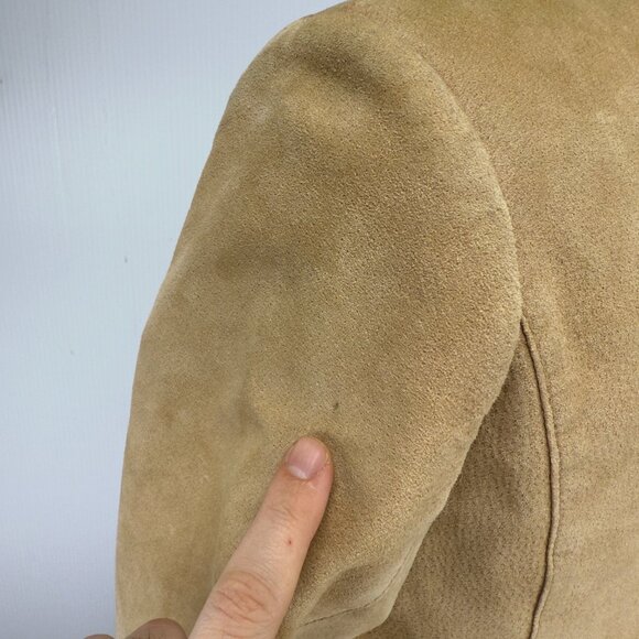 VINTAGE Suede Cropped Tan Camel Beige Blazer Jacket XS/S - Picture 5 of 7